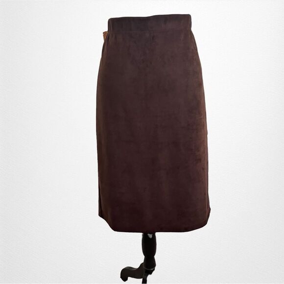 Slinky Brand Faux Suede Elastic Waist Pull On Pencil Skirt Size Medium - Picture 1 of 5